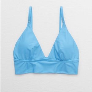 AERIE LONGLINE TRIANGLE BIKINI TOP - BLUE VINYL